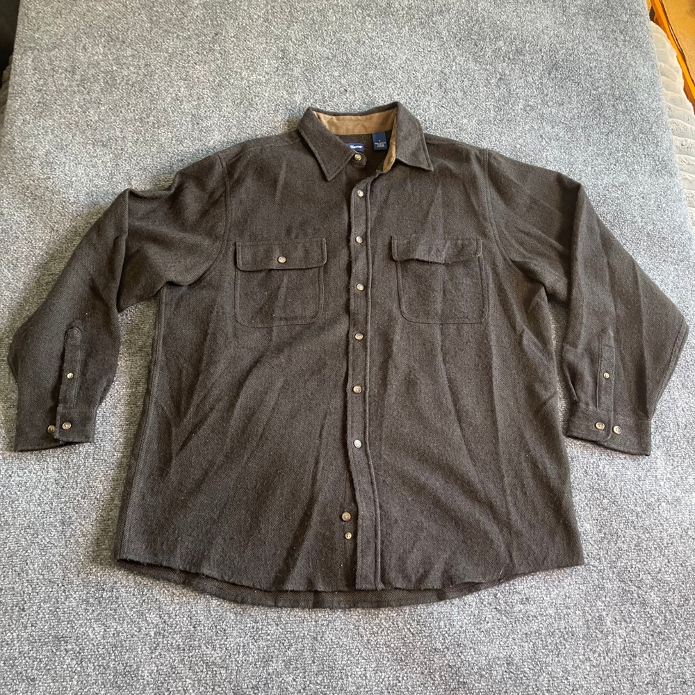 High Sierra Mens Herringbone Heavyweight Shirt Charcoal Brown‎ Acrylic Large